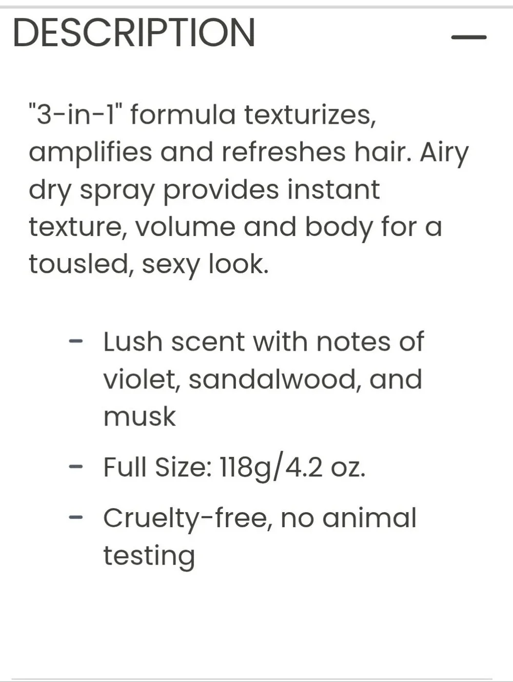 DRYBAR Triple Sec 3 In 1 Finishing Spray NEW Full Size Lush Scent TEXTURIZING